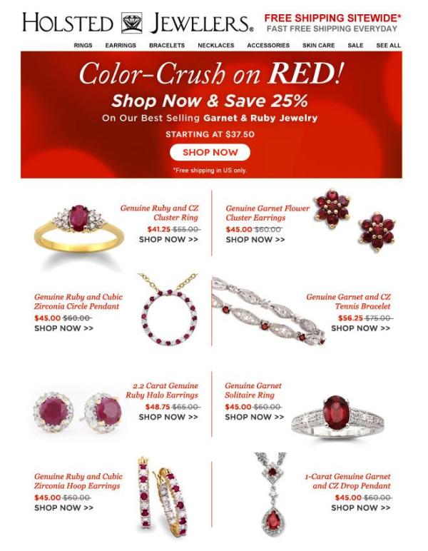 RED HOT | 25% Off Ruby & Garnet Jewelry + Free Shipping!