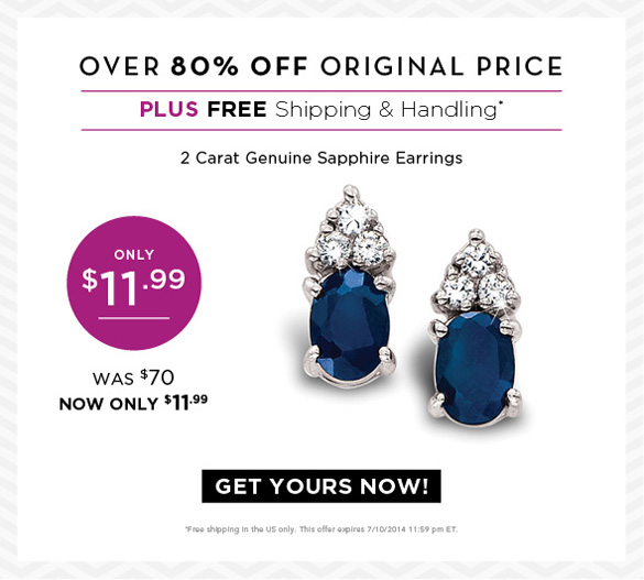 Super Deal | $11.99 Genuine Sapphire Earrings plus Free Shipping.* Limited Time Only. Get Yours Now!